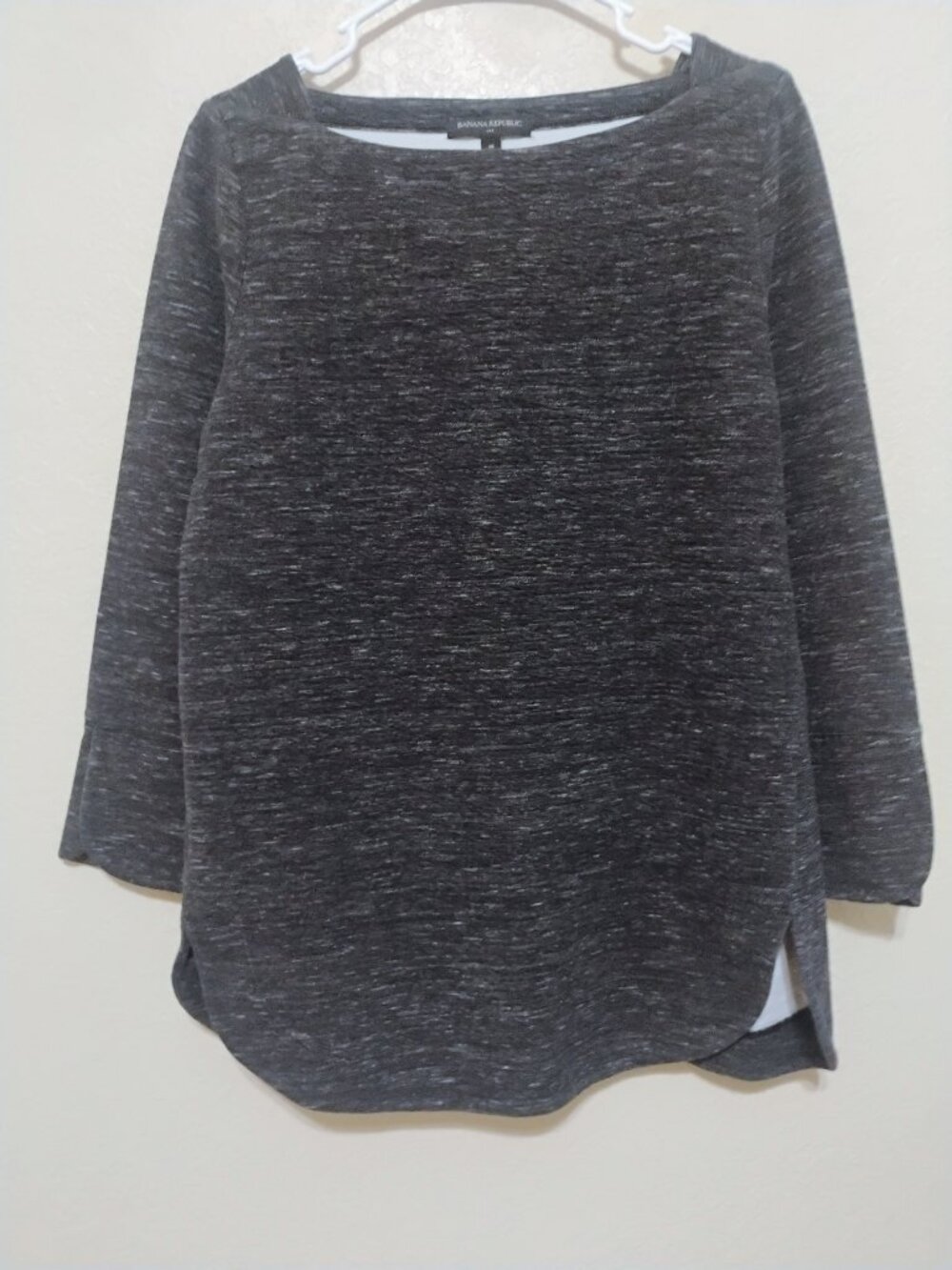 Banana Republic Factory M Gray Marled Boat Neck Tunic 3/4 Sleeve Stretch
